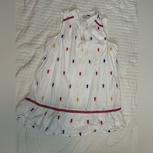Crown & Ivy White Dress with Colorful Embroidery